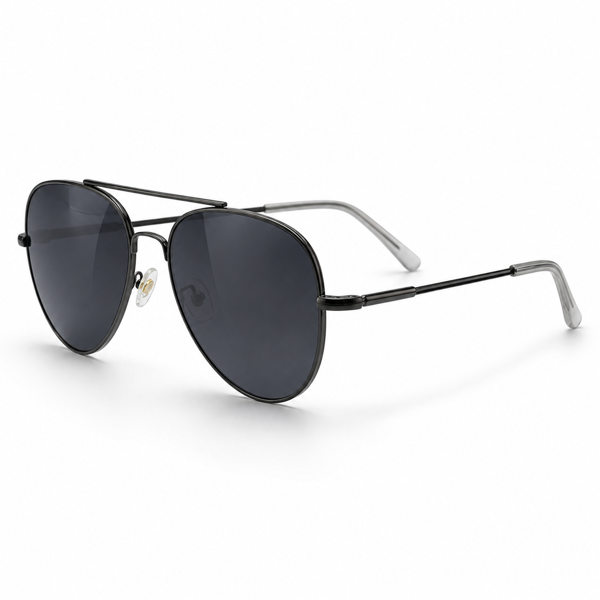Side view of black polarized aviator sunglasses by Wajhi Legacy