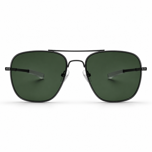 Green lens aviator sunglasses by Wajhi Legacy
