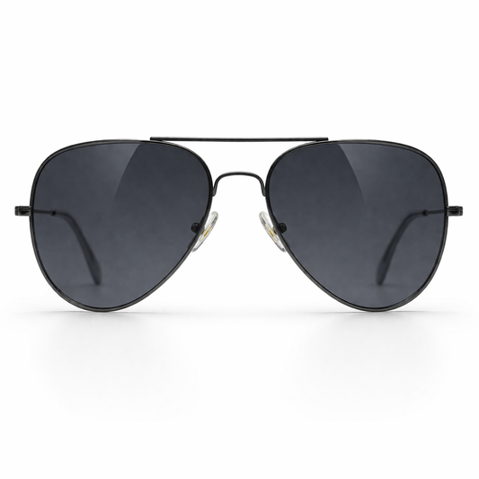 Black polarized aviator sunglasses by Wajhi Legacy
