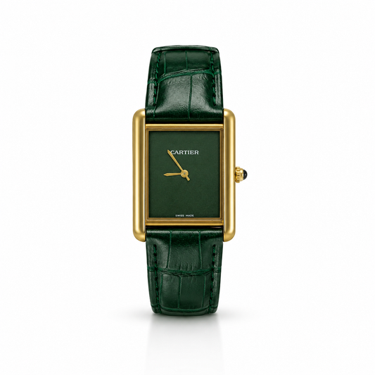 Emerald Green Rectangular Leather Watch | Wajhi Legacy